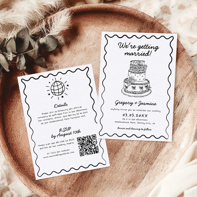 All In One Hand Drawn Whimsical QR Code Wedding Invitation (Creator Uploaded)