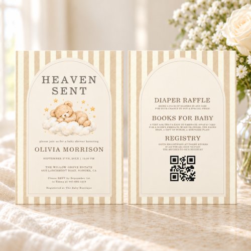 Heaven Sent Neutral Minimal baby shower invitation