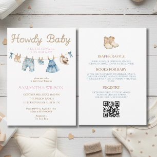 All In One Howdy Baby Little Cowboy Baby  Invitation