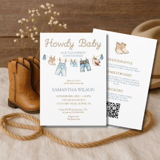 All In One Howdy Baby Little Cowboy Baby Invitation