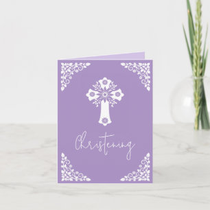 All In One Invitation For Baptism Cross Lilac