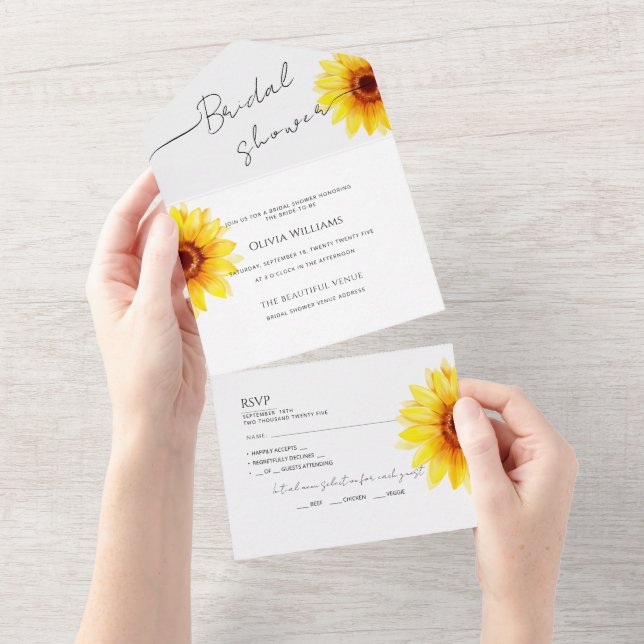 All in One Invite Modern bride shower. (Tearaway)
