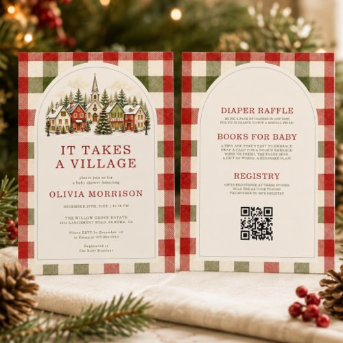 Winter It Takes a Village baby shower invitation
