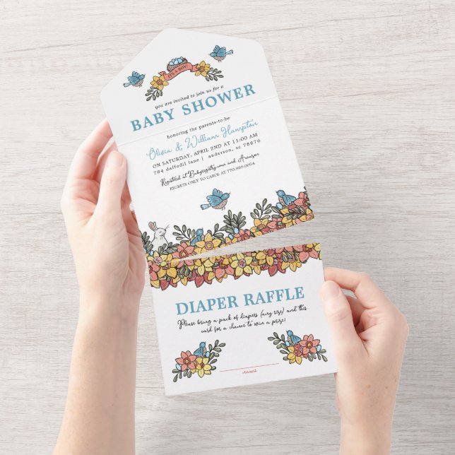 All in One It's a Boy Easter Baby Shower Invite (Tearaway)