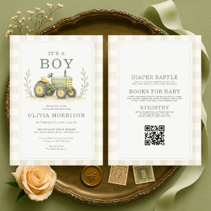 All in One It's a Boy Farmer Baby Shower Invitation