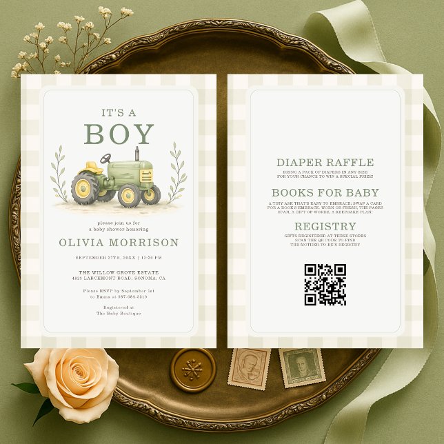 All in One It's a Boy Farmer Baby Shower Invitation (Creator Uploaded)