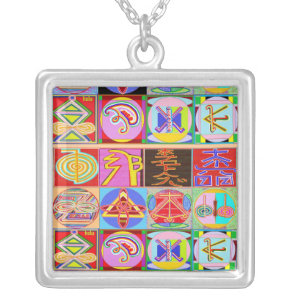 ALL IN ONE : Karuna and  Reiki Healing Symbols Silver Plated Necklace