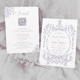 All in One Lavender Frame Wedding Invitation