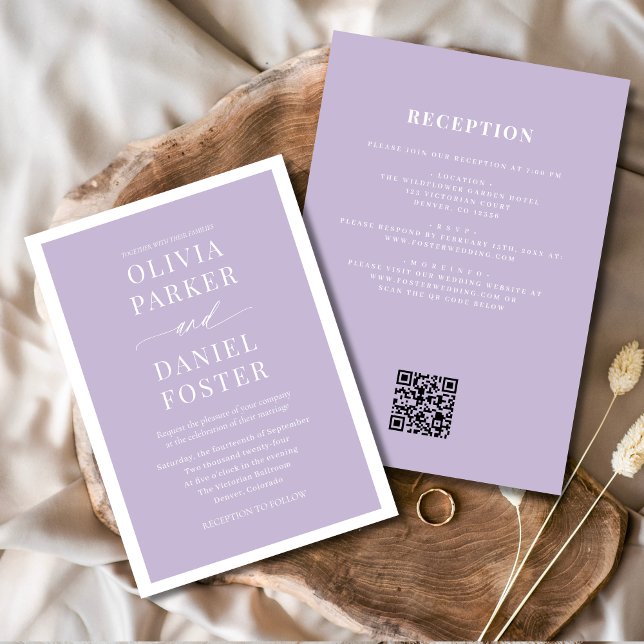 All in One Lavender Purple QR Code Wedding Invitation (Creator Uploaded)