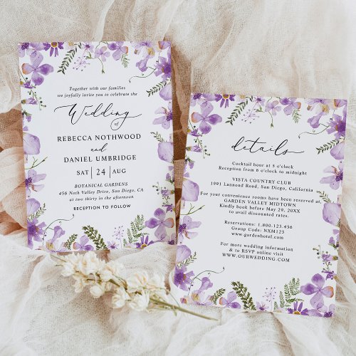 All_in_one Lavender Wildflowers Wedding  Invitation