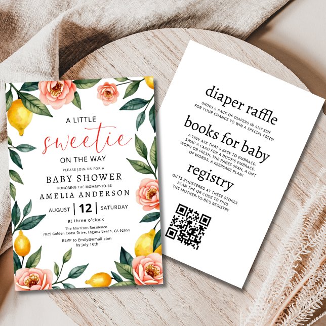 All in One Lemon Citrus Floral Summer Baby Shower Invitation (Creator Uploaded)