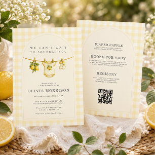 All in One Lemon Squeeze Gingham Baby Shower Invitation