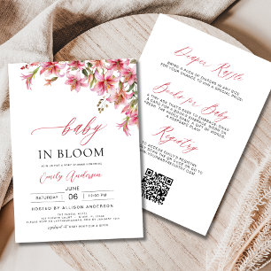 All in One Lilies Baby in Bloom Floral Baby Shower Invitation