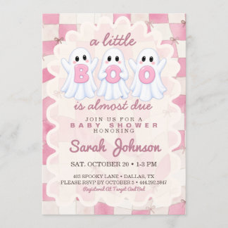 All In One Little Boo is Due Pink Girl Baby Shower Invitation