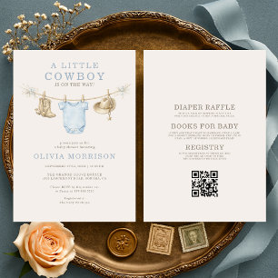 All in One Little Cowboy Clothesline Baby Shower Invitation