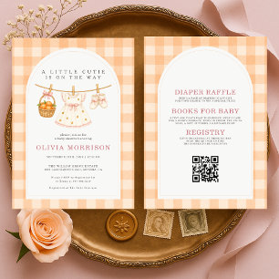 All in One Little Cutie Girl Orange Baby Shower Invitation