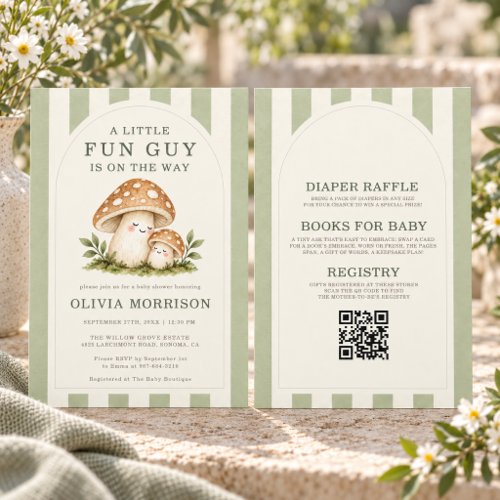 Little Fun Guy Beige Woodland baby shower invitation