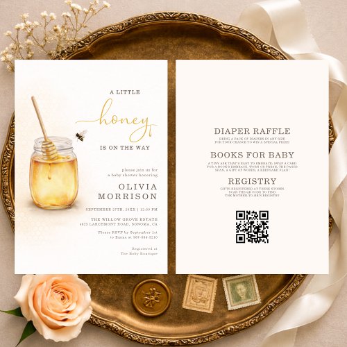 Honey Bee Neutral Rustic baby shower invitation