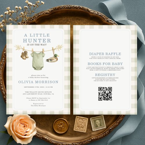 Little Hunter Brown Rustic baby shower invitation