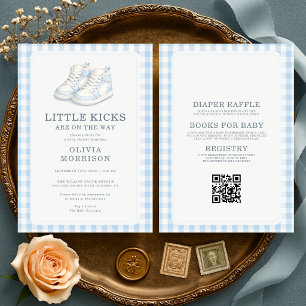 All in One Little Kicks Blue Shoes Baby Shower Invitation