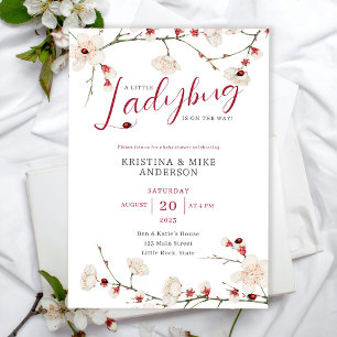 All in One Little Ladybug QR Code Shower  Invitation