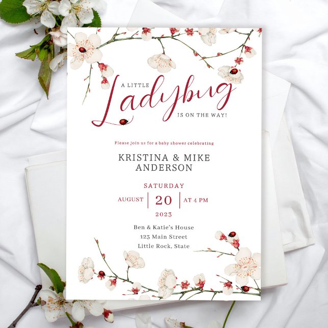 All in One Little Ladybug QR Code Shower  Invitation (Creator Uploaded)