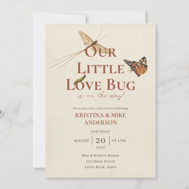 All in One Little Love Bug Baby Shower Invitation (Front)
