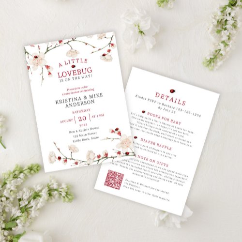 All in One Little Love Bug QR Code Shower  Invitation