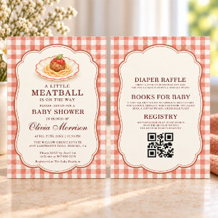 All in One Little Meatball Gingham Baby Shower Invitation