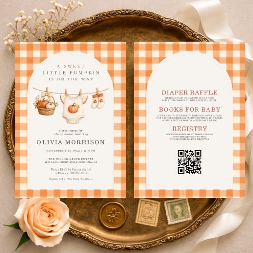 All in One Little Pumpkin Clothesline Baby Shower Invitation