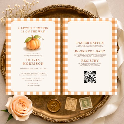 All in One Little Pumpkin Fall Baby Shower Invitation