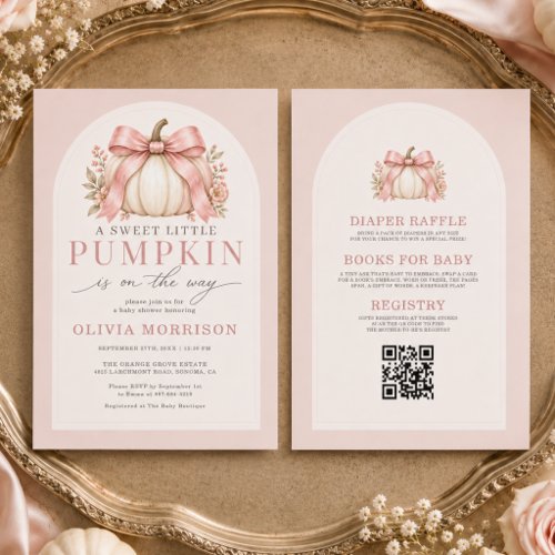 Fall Little Pumpkin Orange baby shower invitation