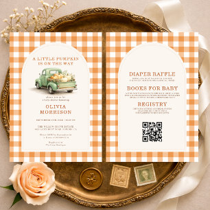 All in One Little Pumpkin Truck Baby Shower Invitation