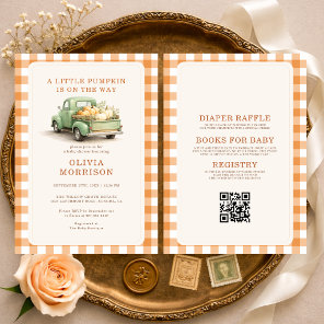 All in One Little Pumpkin Truck Fall Baby Shower Invitation