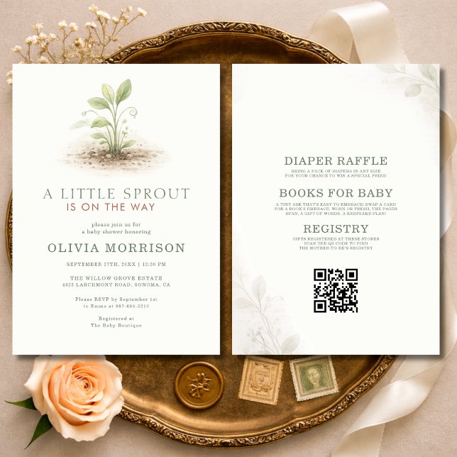 All in One Little Sprout Baby Shower Invitation (Creator Uploaded)
