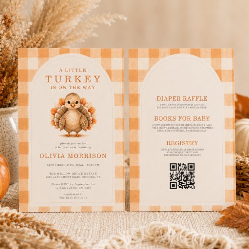 Fall Little Turkey Neutral baby shower invitation