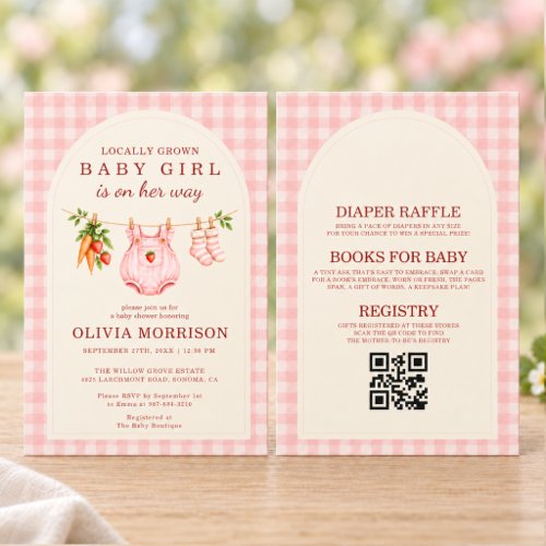 Spring Locally Grown Pink baby shower invitation
