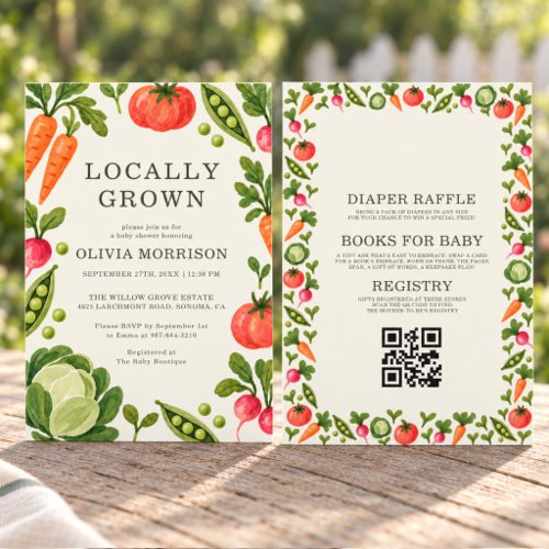 Spring Locally Grown Terracotta baby shower invitation