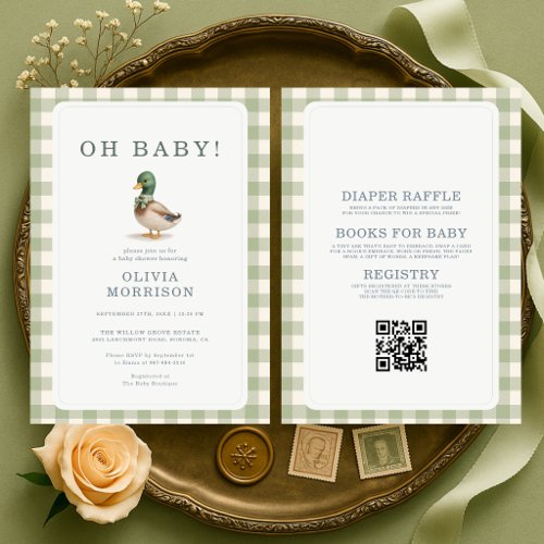 All in One Mallard Duck Oh Baby Baby Shower Invitation