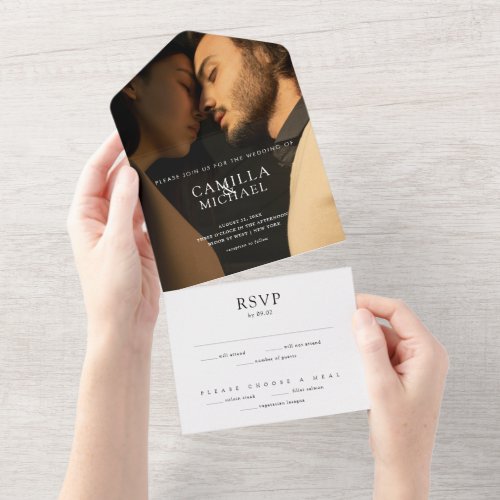 All in One Minimalist Elegance Wedding Invitation 