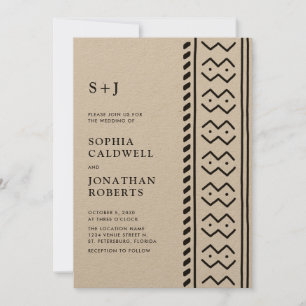 All in One Modern Boho Mudcloth Monogram Wedding I Invitation