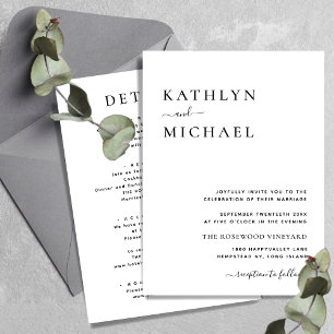 All In One Modern Typography Minimalist Wedding Invitation