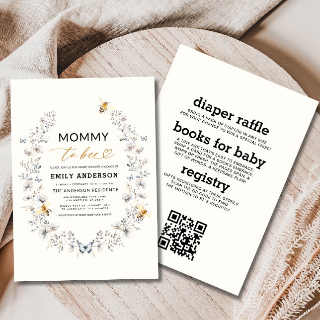 All in One Mommy to Bee Wildflower Baby Shower Invitation (Creator Uploaded)