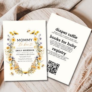 All in One Mommy to Bee Wildflower Baby Shower Invitation