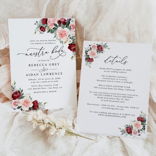 All In One Neustra Boda Rustic Floral Wedding Invitation