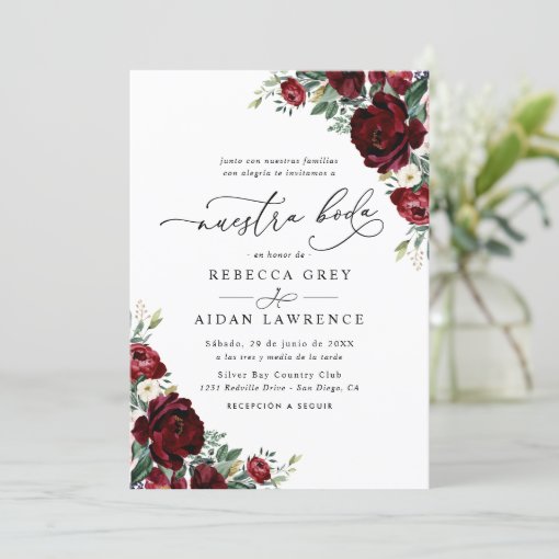 All In One Neustra Boda Rustic Red Floral Wedding Invitation | Zazzle