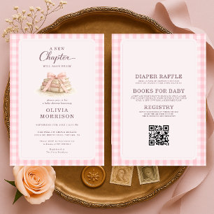 All in One New Chapter Pink Gingham Baby Shower Invitation