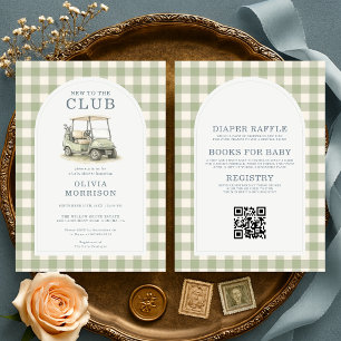 All in One New to Club Golf Cart Baby Shower Invitation