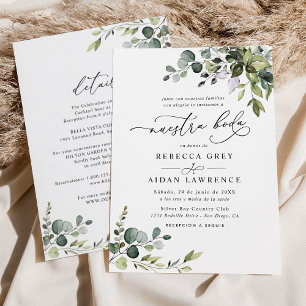 All In One Nuestra Boda Rustic Eucalyptus Greenery Invitation