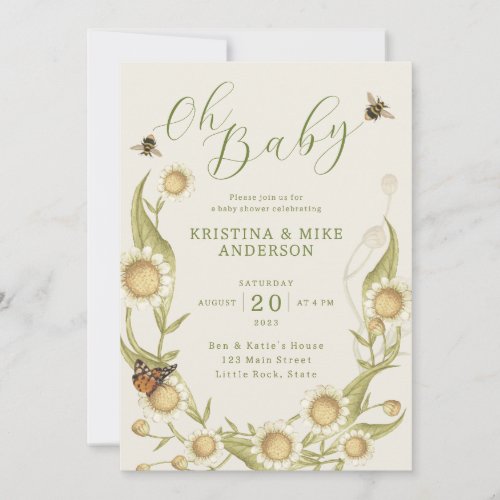 All in One Oh Baby Bee QR Code Shower Invitation